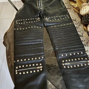 Black Studded Leather Pants